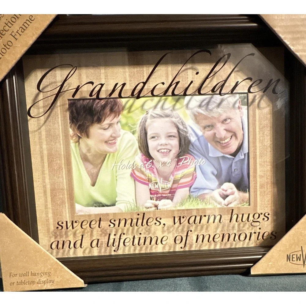New View Grandchildren Photo Frame 4x6 Glass Reflection Sentiment Shadowbox NIB